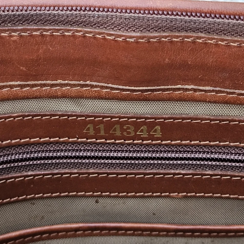 Vintage Hartmann by Lombardo Cognac Brown Leather Briefcase Lawyer Bag Crossbody